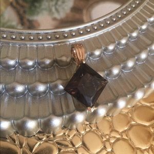 Smokey Topaz pendant Enhancer stamped 10k gold